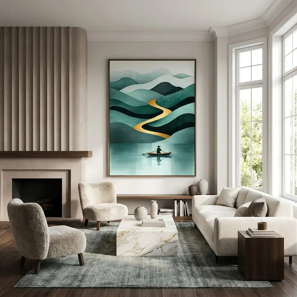 Golden Current Canvas Art