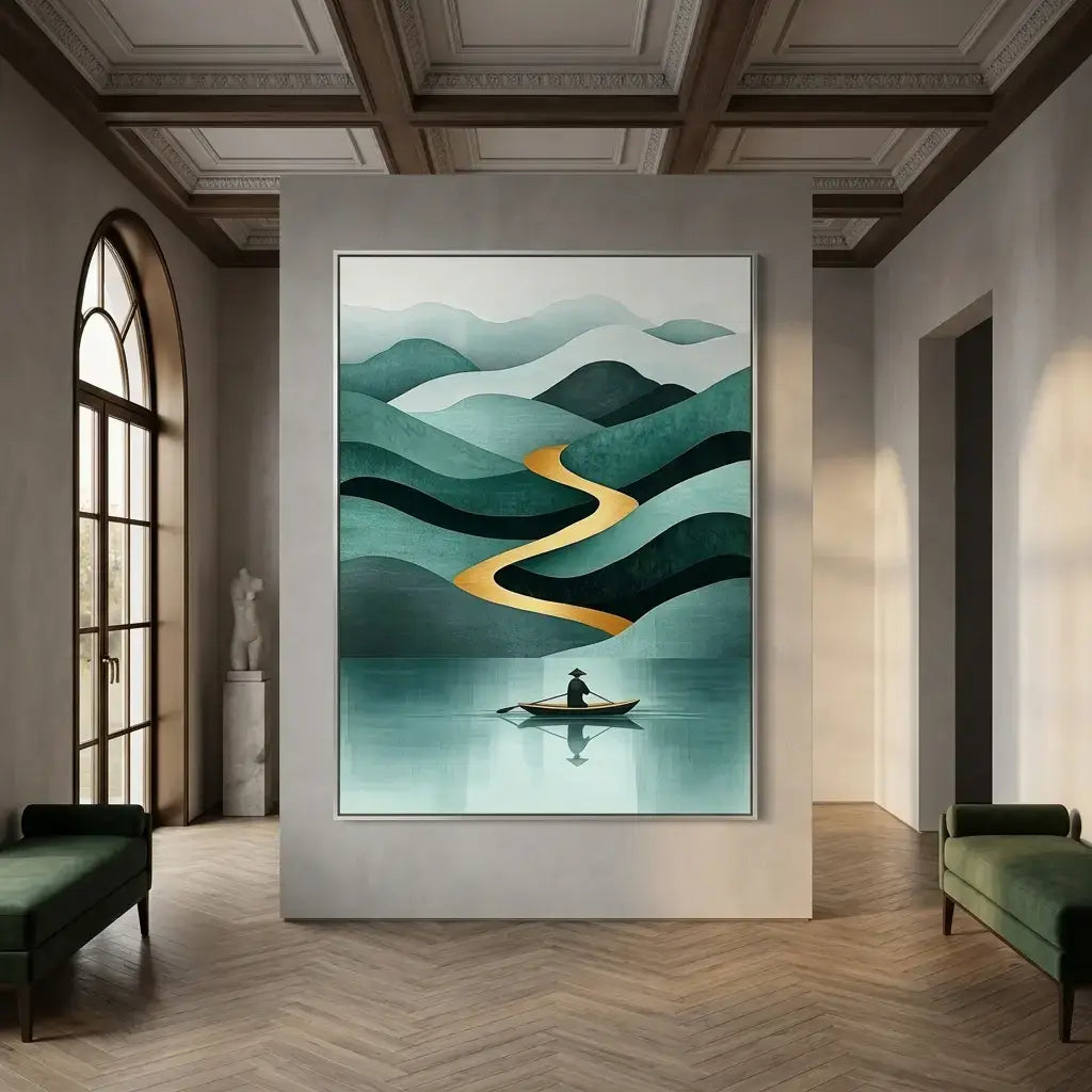 Golden Current Canvas Art