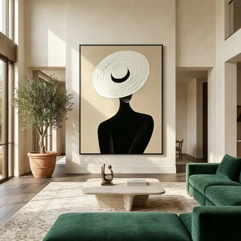 White Hat Woman Oil Painting