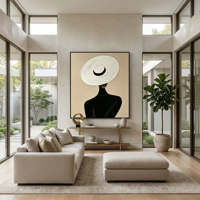 White Hat Woman Oil Painting