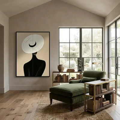 White Hat Woman Oil Painting