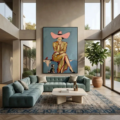 Pink Hat Oil Painting