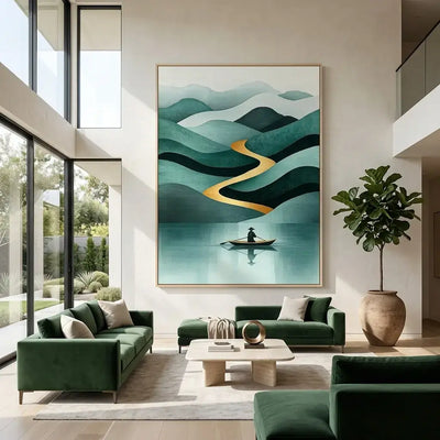 Golden Current Canvas Art
