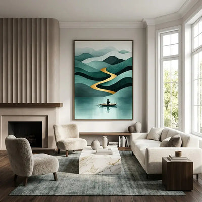 Golden Current Canvas Art
