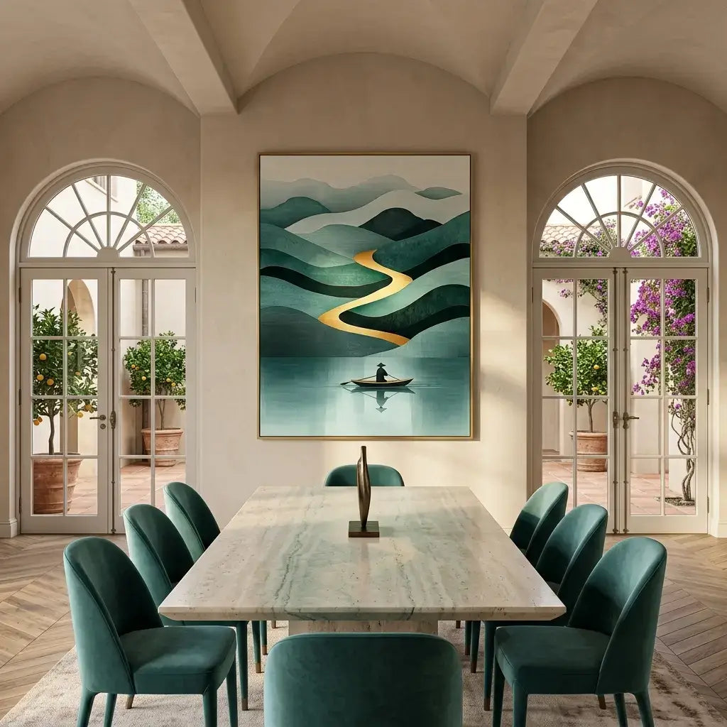 Golden Current Canvas Art