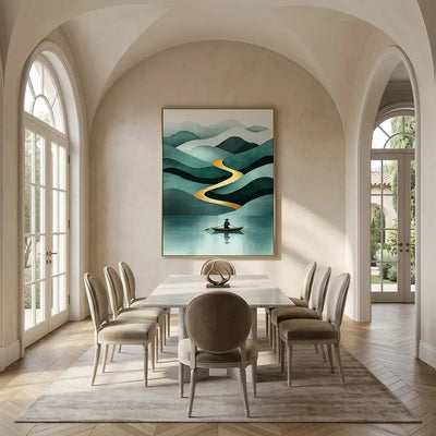 Golden Current Canvas Art